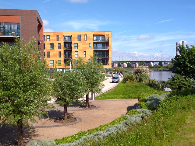 Modern residential apartments on the River Usk in Newport, South Wales